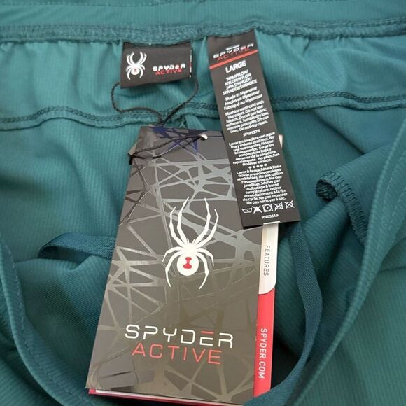 Men’s Spyder Teal Active Shorts – Size Large, Brand New Performance Gear - Picture 4 of 5